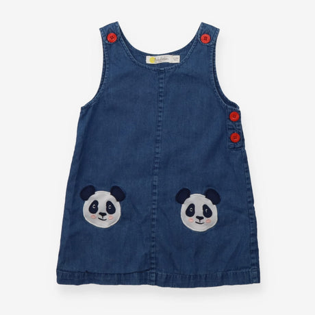 Denim pinafore with panda pockets