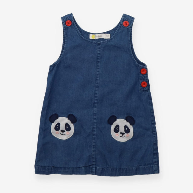Denim pinafore with panda pockets