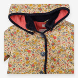 Coat quilted beige floral detachable hood