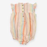 Bubble Romper Woven Pastel Stripes