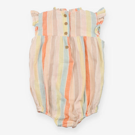Bubble Romper Woven Pastel Stripes