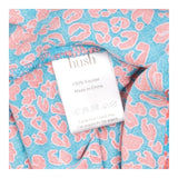 Midi Dress Blue Coral Print Shirred Waist