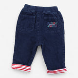 Navy cord pullons with red stripe lining