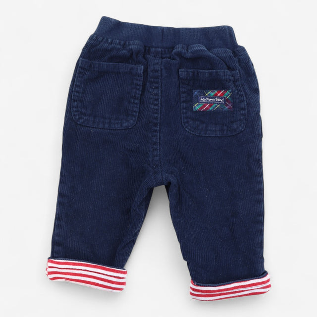 Navy cord pullons with red stripe lining