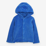 Ribbed Velour Hooded Jacket Blue with Ears