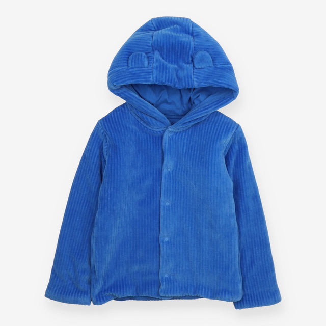 Ribbed Velour Hooded Jacket Blue with Ears
