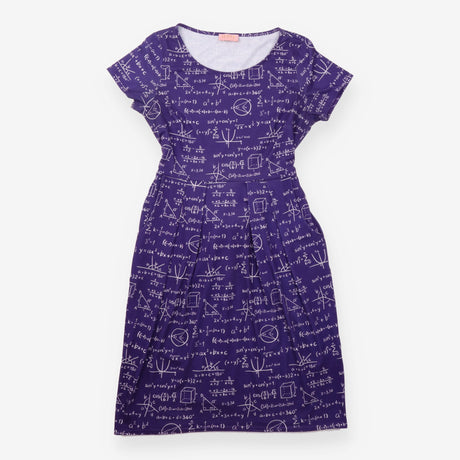 Dress Purple Maths Equation Print Short Sleeve Fit