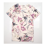 Ivory Mix Purple Orchid Floral Short Sleeve Stretc