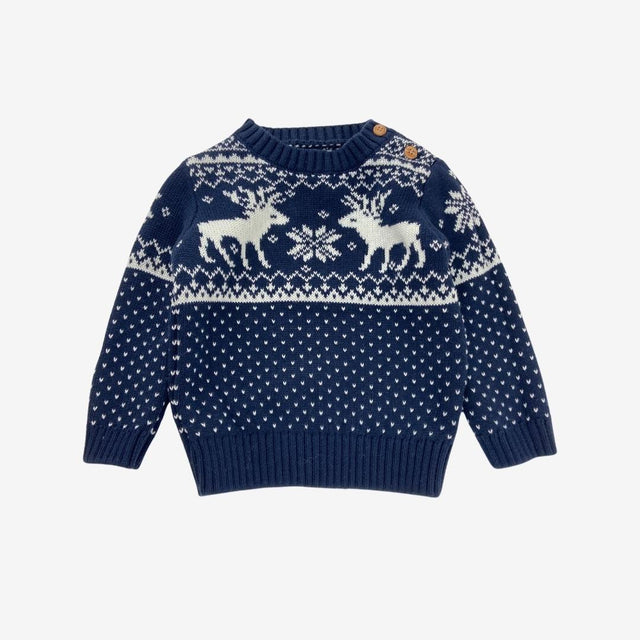 Navy jumper with white reindeer fair isle