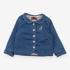 Buttons Denim Jacket with Strawberries