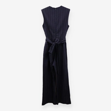 Pinstriped Linen‑Blend Jumpsuit – Joslyn Style