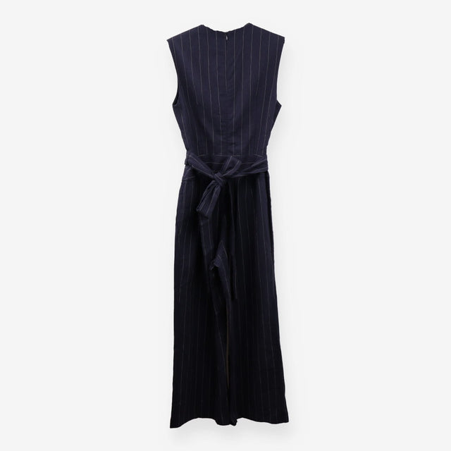 Pinstriped Linen‑Blend Jumpsuit – Joslyn Style