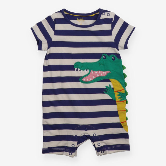 Jersey Shortie Romper navy and white Strips with C