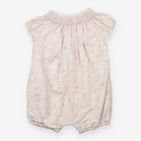 Romper Pink Floral Smocked Collar