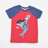 Red Pirate Shark Applique T-shirt