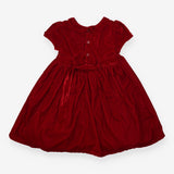 Dress red velvet smocked SS