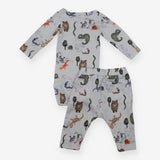 Outfit Bodysuit and leggings grey bears lizards