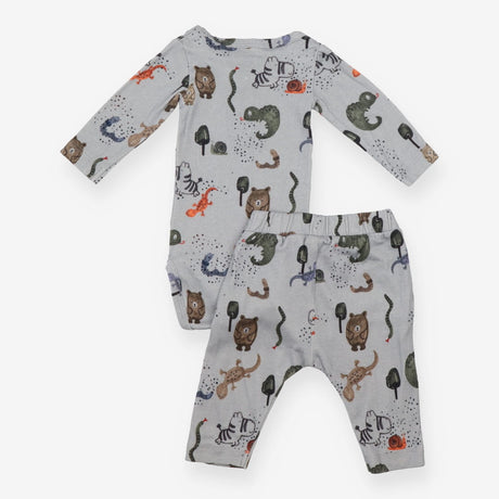 Outfit Bodysuit and leggings grey bears lizards