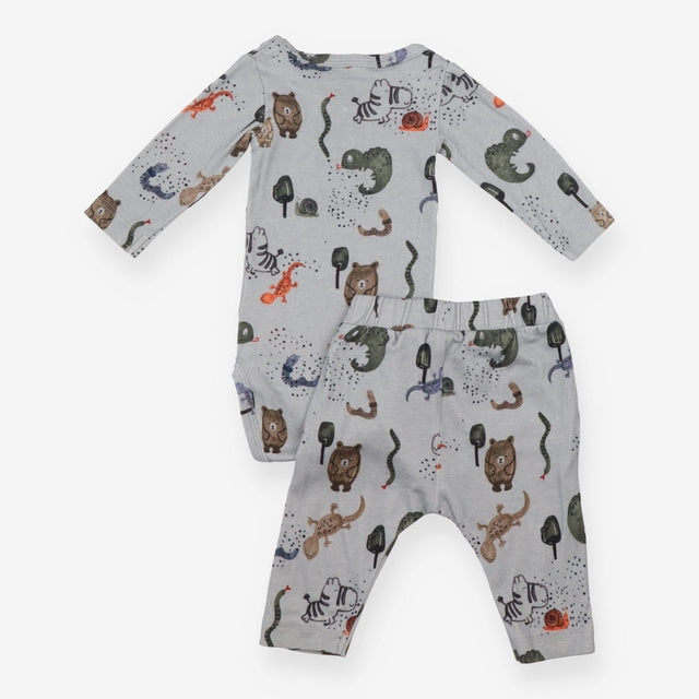 Outfit Bodysuit and leggings grey bears lizards