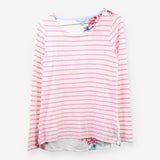 Pink Stripe Floral Back Long Sleeve Top Cotton Bre
