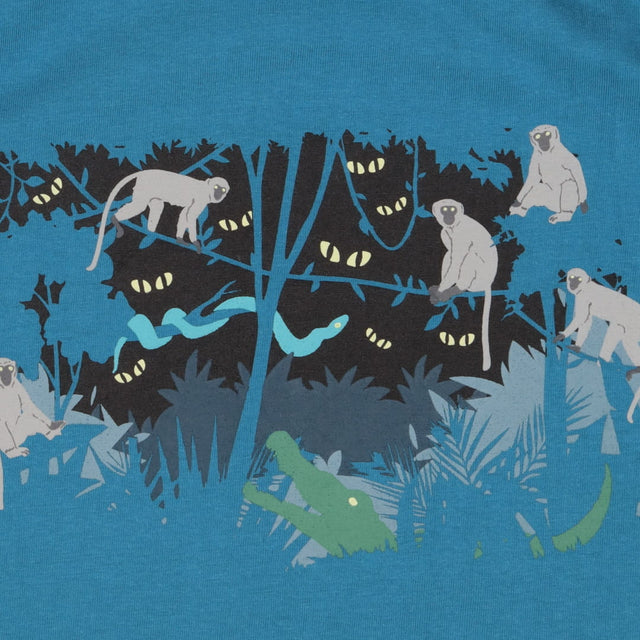 T-Shirt Blue with Monkeys, crocodile & eyes