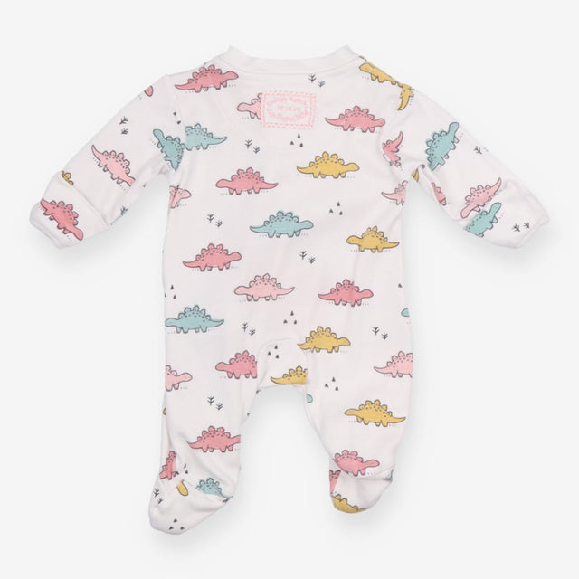 Sleepsuit Zipped Cream with Colourful Dinosaurs