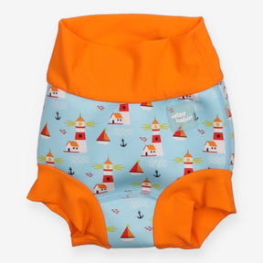 Swim Nappy Blue and Orange with Lighthouse