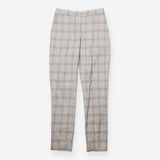 Grey Wool Blend Checked Slim Tailored Trousers