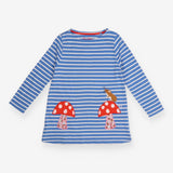 Blue striped jersey dress toadstools