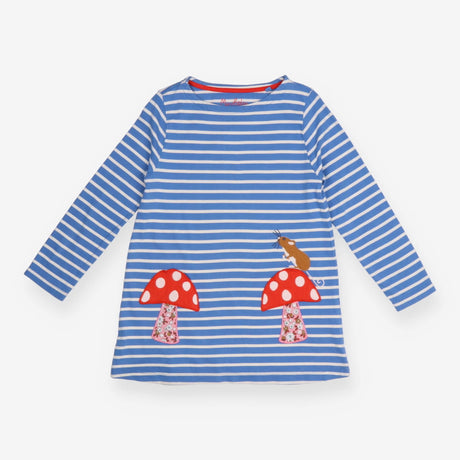 Blue striped jersey dress toadstools