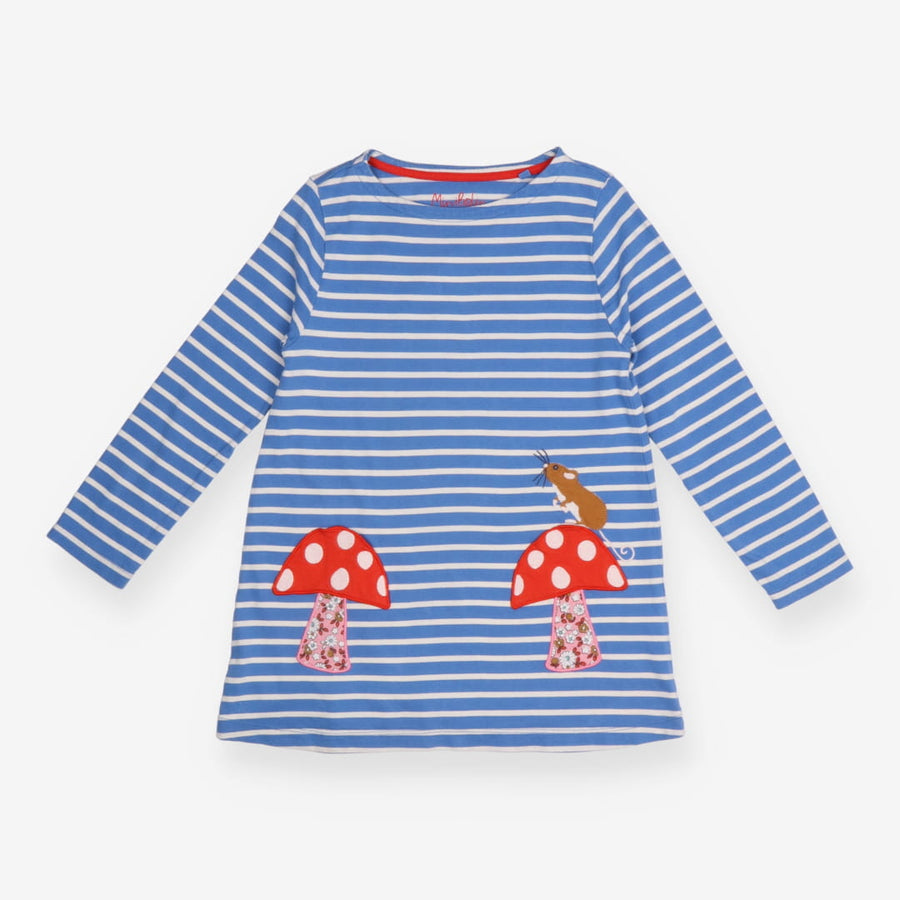 Blue striped jersey dress toadstools