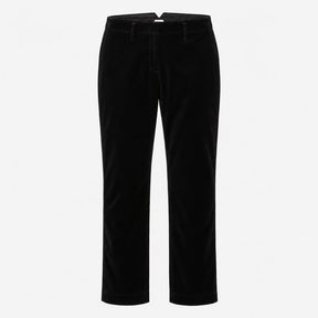 Black Velvet Trousers Straight Leg Stretch