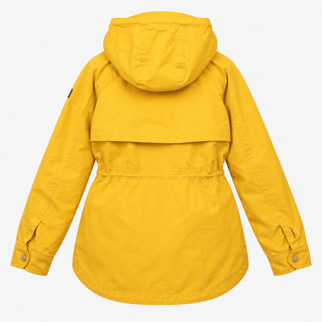 Coat Mustard Yellow Hooded Zip Front Rain Parka