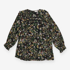 Blouse black with yellow florals