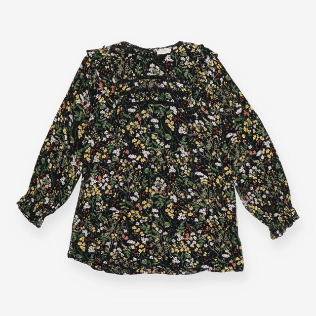Blouse black with yellow florals