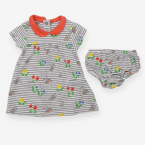 Dress navy stripe bunny and flowers with bloomers