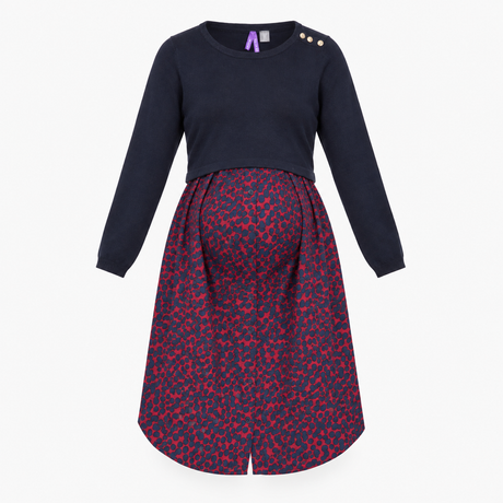 Black & Pink Leopard Print Layered Knit Maternity 