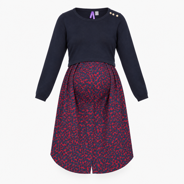 Black & Pink Leopard Print Layered Knit Maternity 