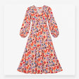 Pink Floral Long Sleeve V-Neck Maxi Dress