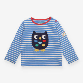 T-shirt owl blue and white stripe