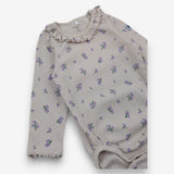 Bodysuit cream ribbed purple flowers
