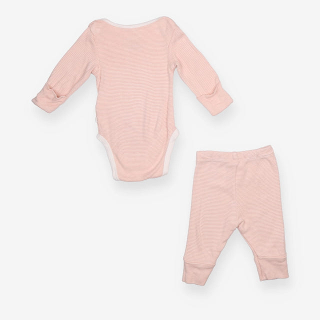 Bodysuit and leggings set pink stripe