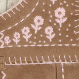 Cardigan Faux Suede Sherpa Lining with Floral