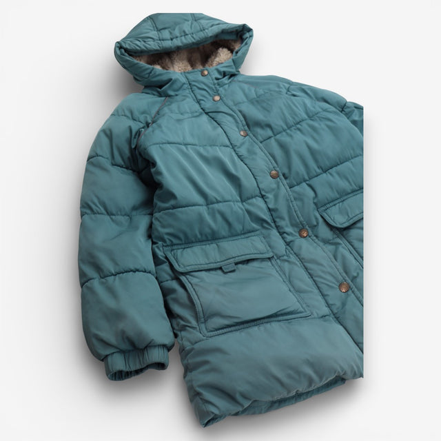 Coat teal puffer fleece lined 