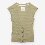 Sleeveless Open Knit Wool Blend Cardigan Shadow Gr