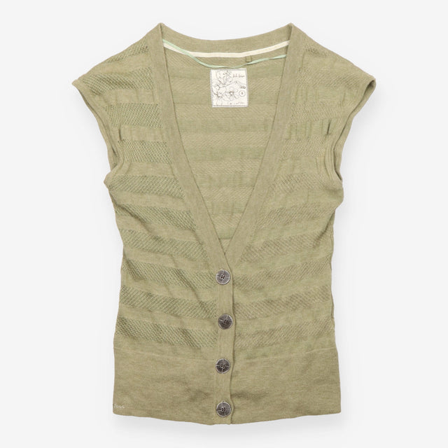 Sleeveless Open Knit Wool Blend Cardigan Shadow Gr