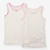 Cotton Vests Pink and White with Hearts 2-pack