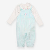Blue Plaid Mouse Romper with Long Sleeve 