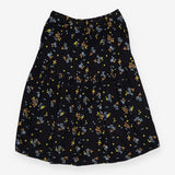 Midi Skirt Black Abstract Floral Print Tiered