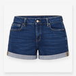 Denim Shorts Dark Wash Turn Up Hem Stretch
